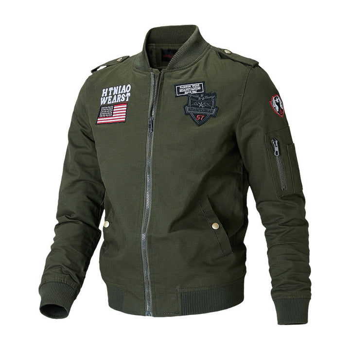 Herren Bomberjacke mit Patch-Applikationen und Ärmeltasche