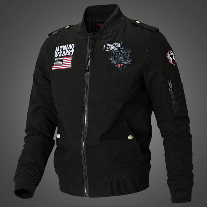 Herren Bomberjacke mit Patch-Applikationen und Ärmeltasche