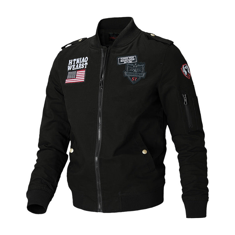 Herren Bomberjacke mit Patch-Applikationen und Ärmeltasche