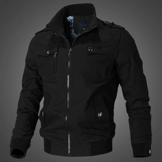 Herren Canvas-Bomberjacke mit Rippbündchen und Brusttaschen