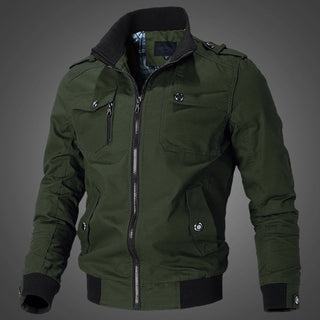Herren Canvas-Bomberjacke mit Rippbündchen und Brusttaschen