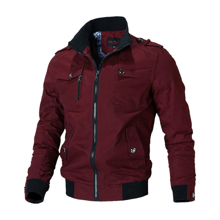 Herren Canvas-Bomberjacke mit Rippbündchen und Brusttaschen