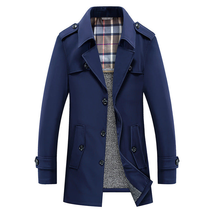 Herren Trenchcoat mit gesteppter Thermofütterung und kariertem Innenfutter