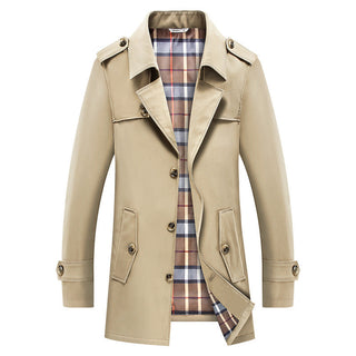 Herren Trenchcoat mit kariertem Innenfutter und Schulterklappen