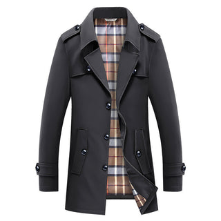 Herren Trenchcoat mit kariertem Innenfutter und Schulterklappen