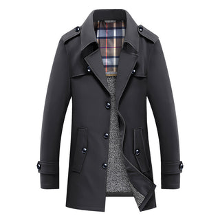 Herren Trenchcoat mit gesteppter Thermofütterung und kariertem Innenfutter