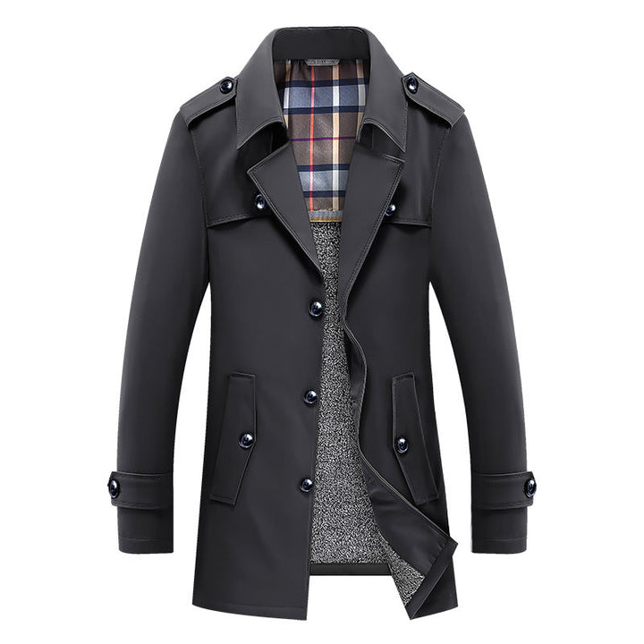Herren Trenchcoat mit gesteppter Thermofütterung und kariertem Innenfutter