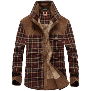 Herren Hemdjacke mit Karomuster und Taschen
