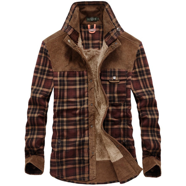 Herren Hemdjacke mit Karomuster und Taschen