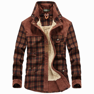Herren Hemdjacke mit Karomuster und Taschen