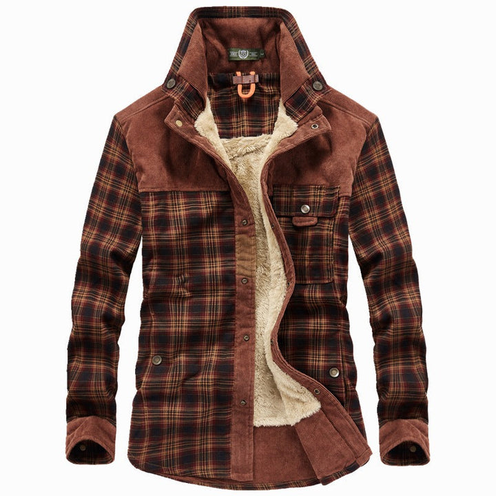 Herren Hemdjacke mit Karomuster und Taschen