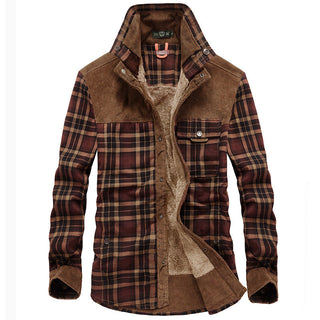 Herren Hemdjacke mit Karomuster und Taschen
