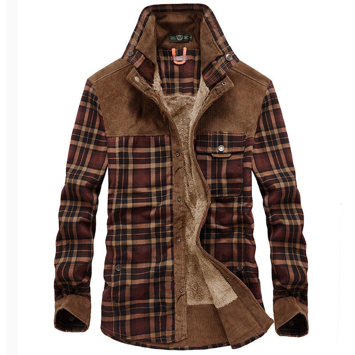 Herren Hemdjacke mit Karomuster und Taschen
