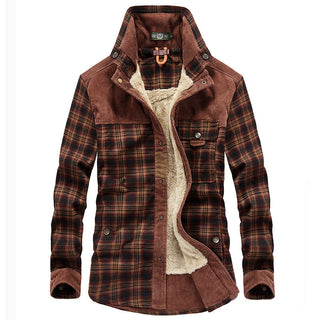 Herren Hemdjacke mit Karomuster und Taschen