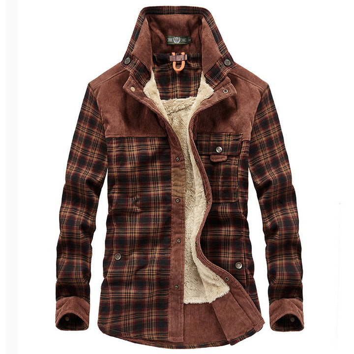Herren Hemdjacke mit Karomuster und Taschen
