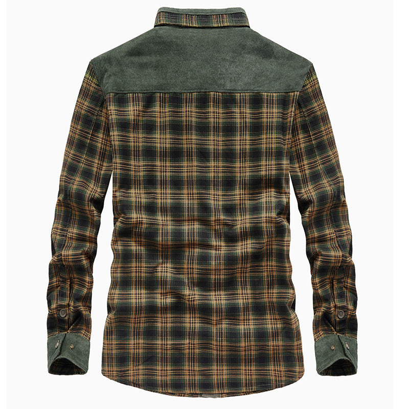 Herren Hemdjacke mit Karomuster und Taschen