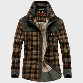 Herren Hemdjacke mit Karomuster und Taschen
