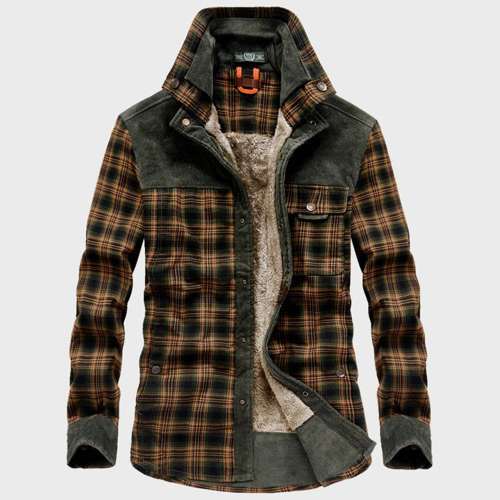 Herren Hemdjacke mit Karomuster und Taschen