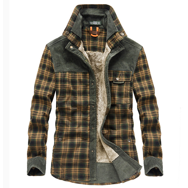 Herren Hemdjacke mit Karomuster und Taschen