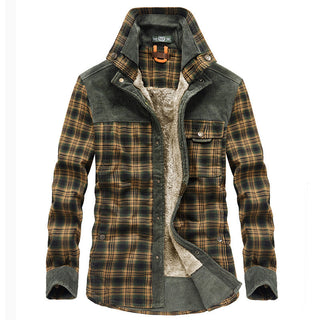 Herren Hemdjacke mit Karomuster und Taschen