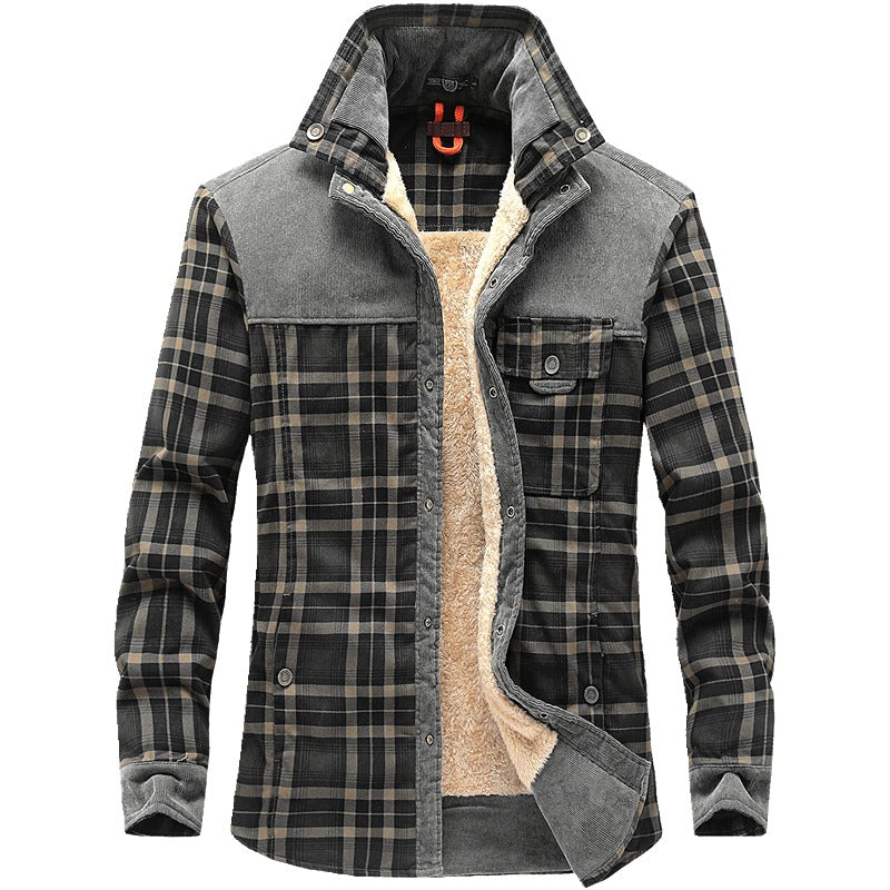Herren Hemdjacke mit Karomuster und Taschen