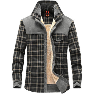 Herren Hemdjacke mit Karomuster und Taschen
