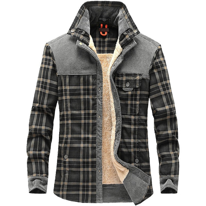 Herren Hemdjacke mit Karomuster und Taschen