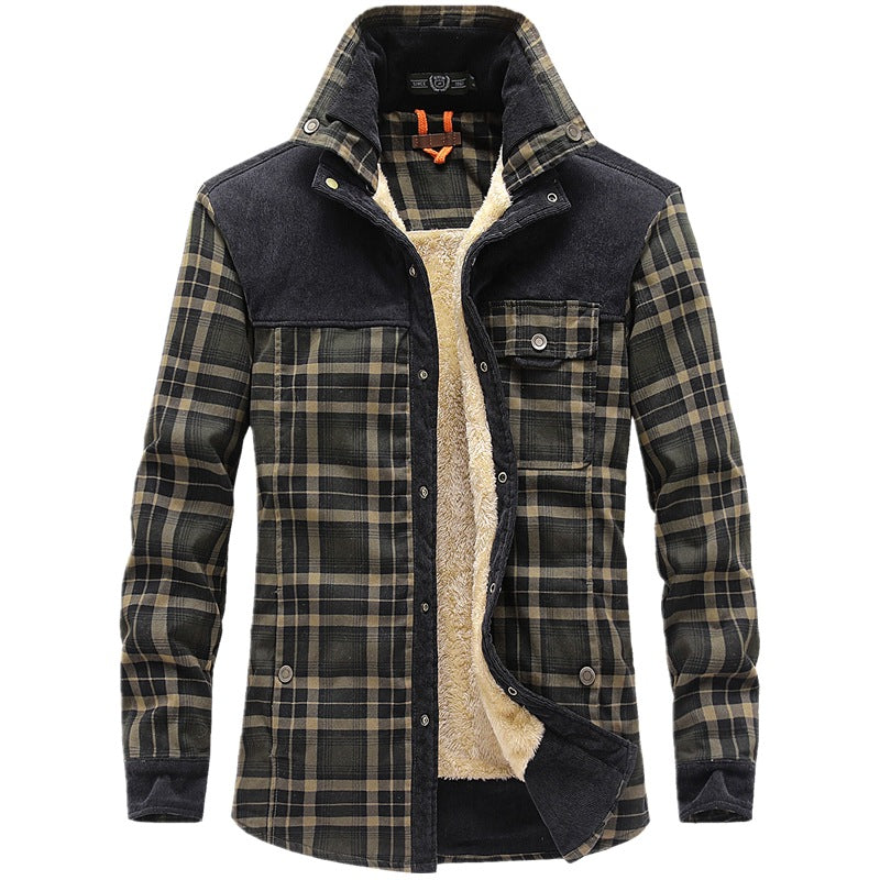 Herren Hemdjacke mit Karomuster und Taschen