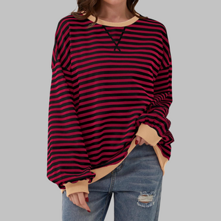 LUKA™ - Gestreiftes Langarm-Casual-Sweatshirt mit Rundhalsausschnitt