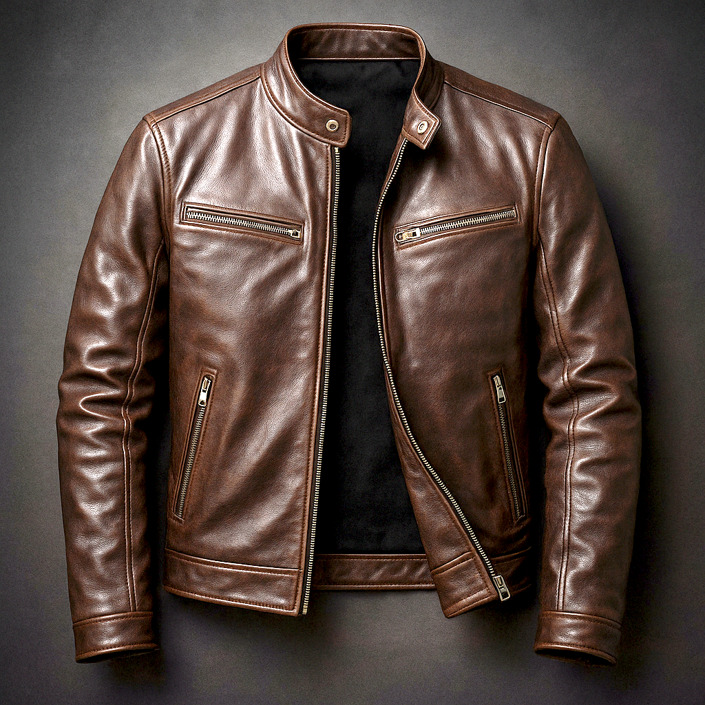 Herren Bikerjacke mit Reißverschluss und Taschen