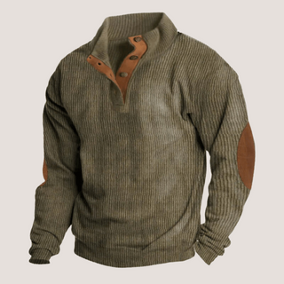 Fredrick - Gerippter Pullover mit Knopfleiste