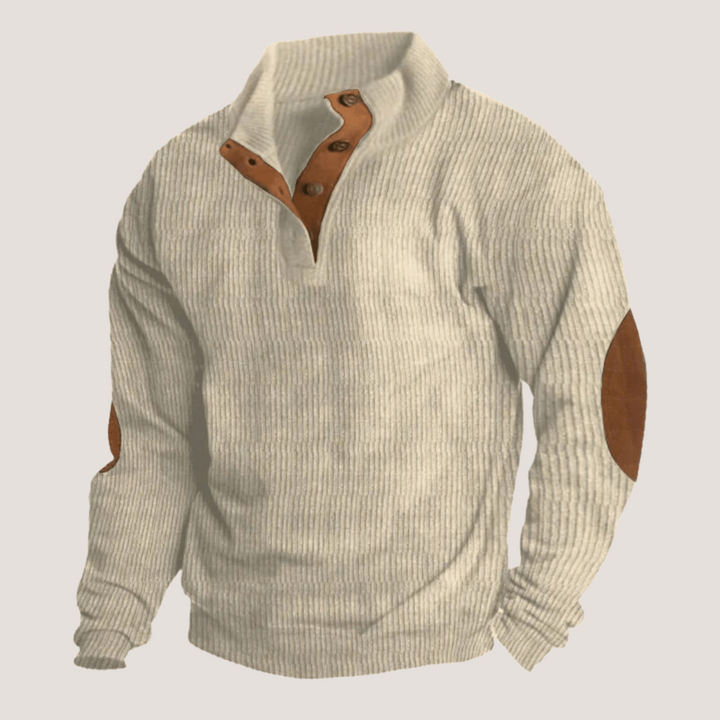 Fredrick - Gerippter Pullover mit Knopfleiste