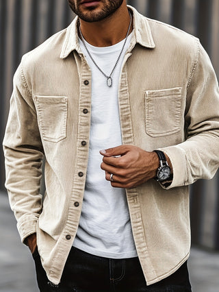 Johan | Herren Hemdjacke mit Knöpfen und Taschen