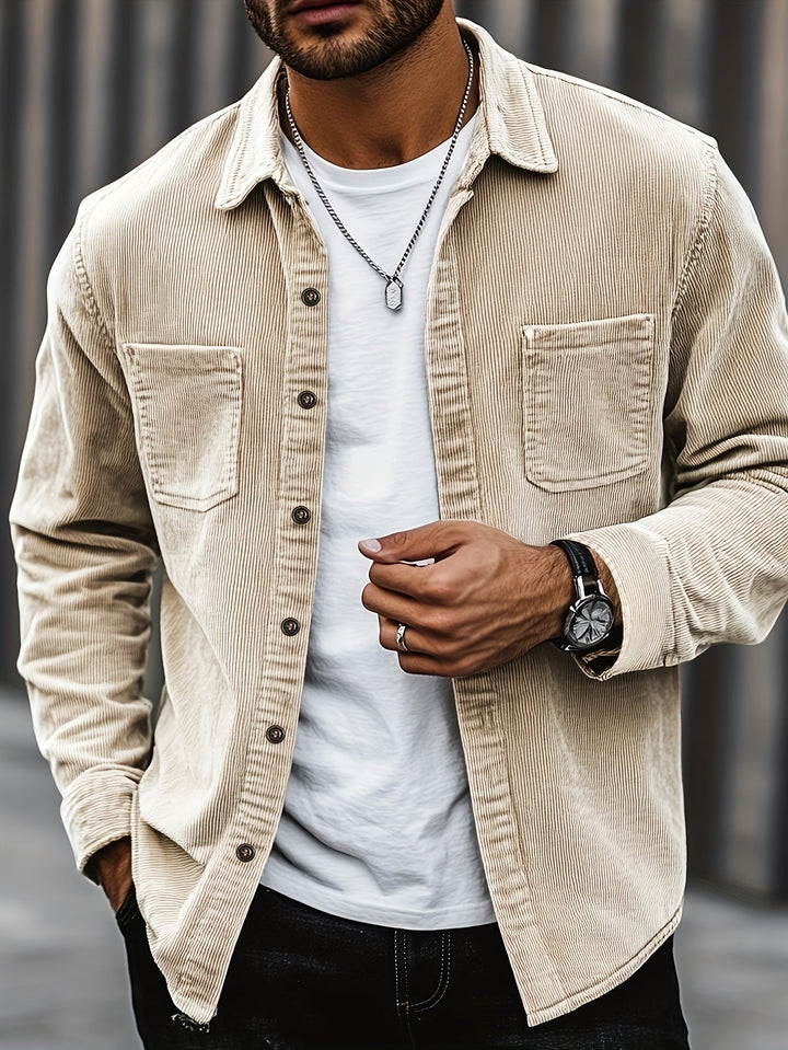 Johan | Herren Hemdjacke mit Knöpfen und Taschen