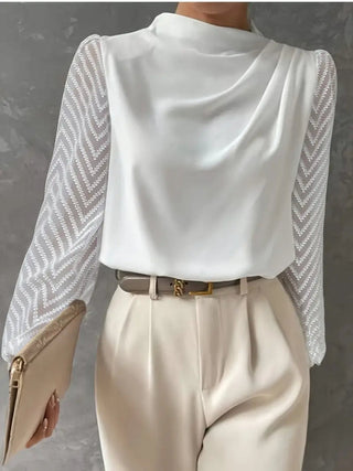 Samanta® | Bluse mit Illusionsärmeln und gerafftem Mocha-Ausschnitt