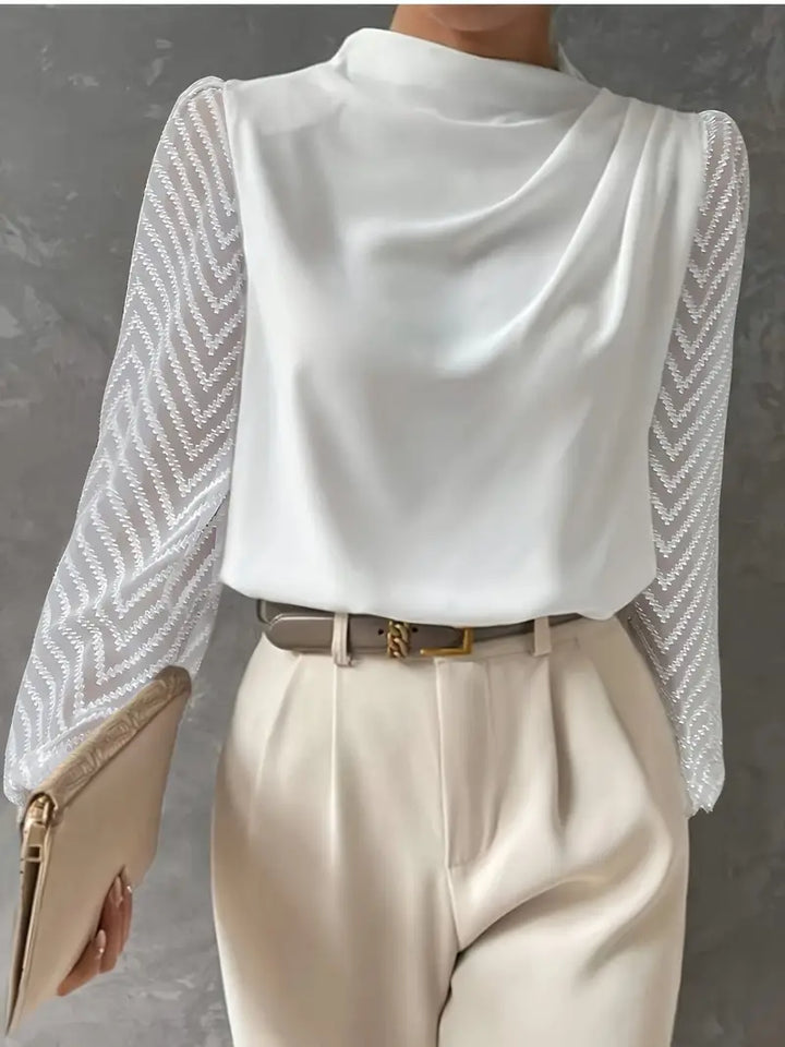 Samanta® | Bluse mit Illusionsärmeln und gerafftem Mocha-Ausschnitt