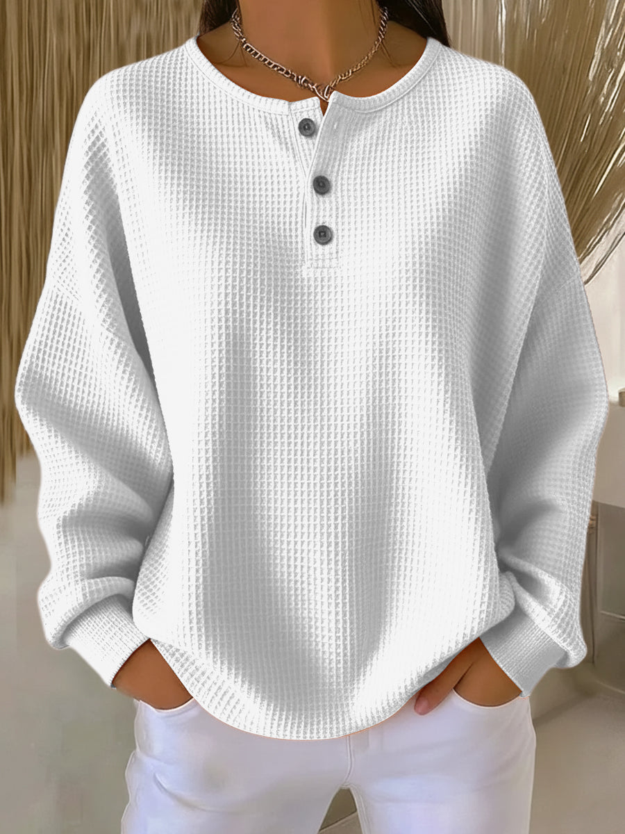 Anne™ - Gemütliches Sweatshirt mit Waffelstrick und Kragen