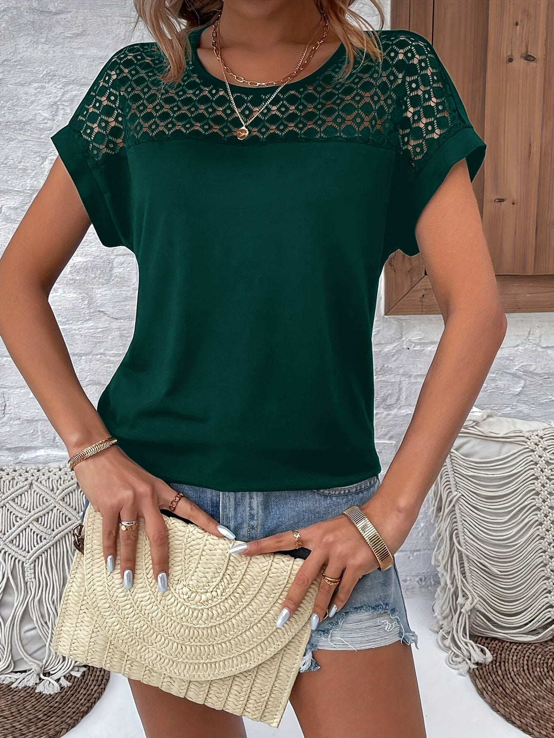 Talia™ - Lässiges Spitzen-Batwing-T-Shirt
