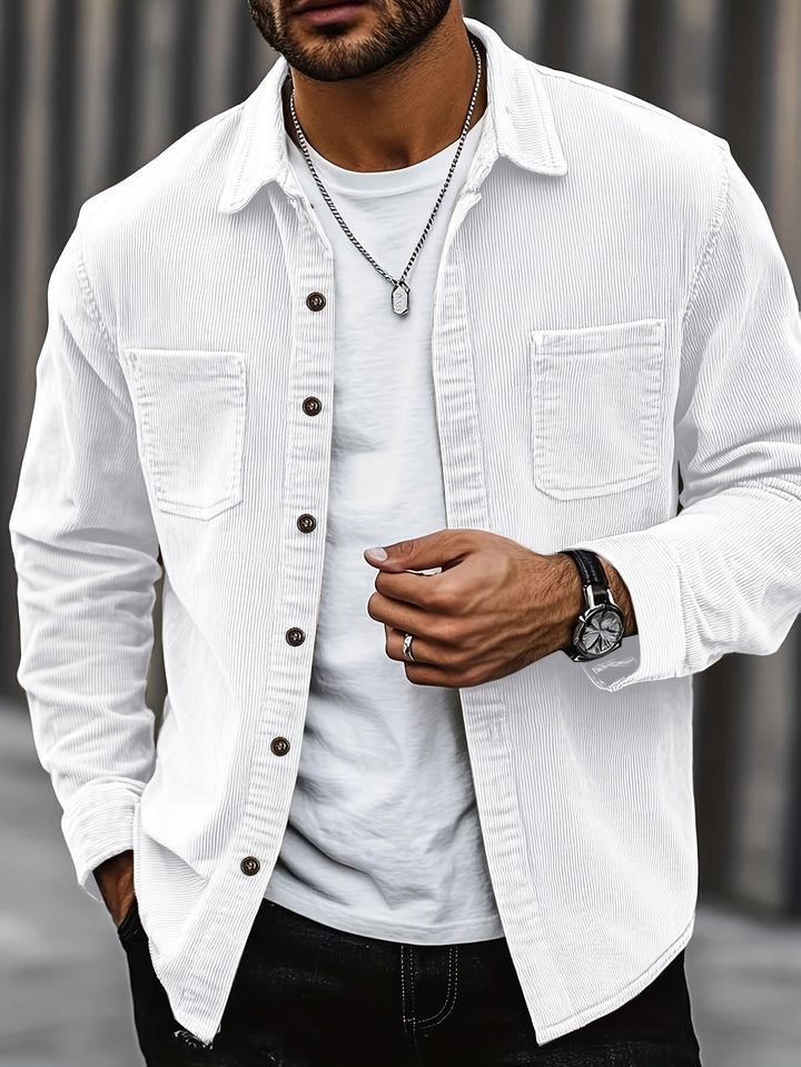 Johan | Herren Hemdjacke mit Knöpfen und Taschen