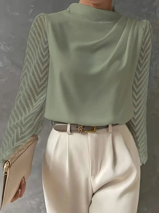 Samanta® | Bluse mit Illusionsärmeln und gerafftem Mocha-Ausschnitt