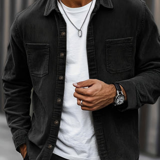 Bryce | Herren Langarm-Overshirt mit Taschen und Knöpfen