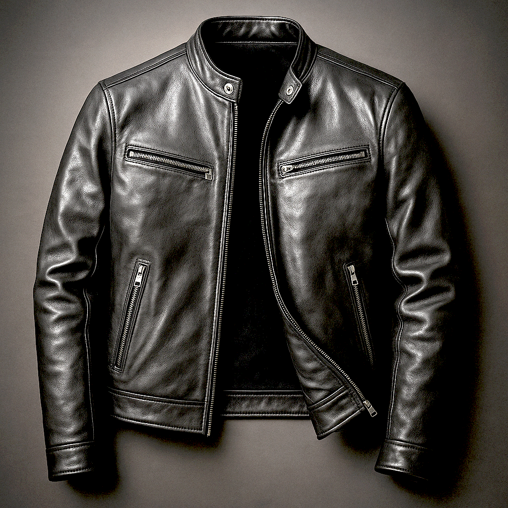 Herren Bikerjacke mit Reißverschluss und Taschen