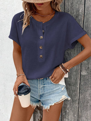 Freyja™ - Schickes Henley-Hals T-Shirt