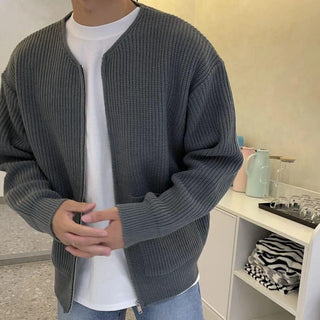 Seth - Fein gestrickter Herrenpullover mit Reißverschluss