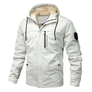 Herren winddichte Softshelljacke mit verstellbarer Kapuze und Innenfutter