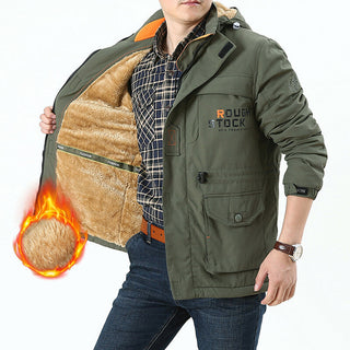 Herren Langarmjacke mit Kapuze, Knöpfen und Taschen