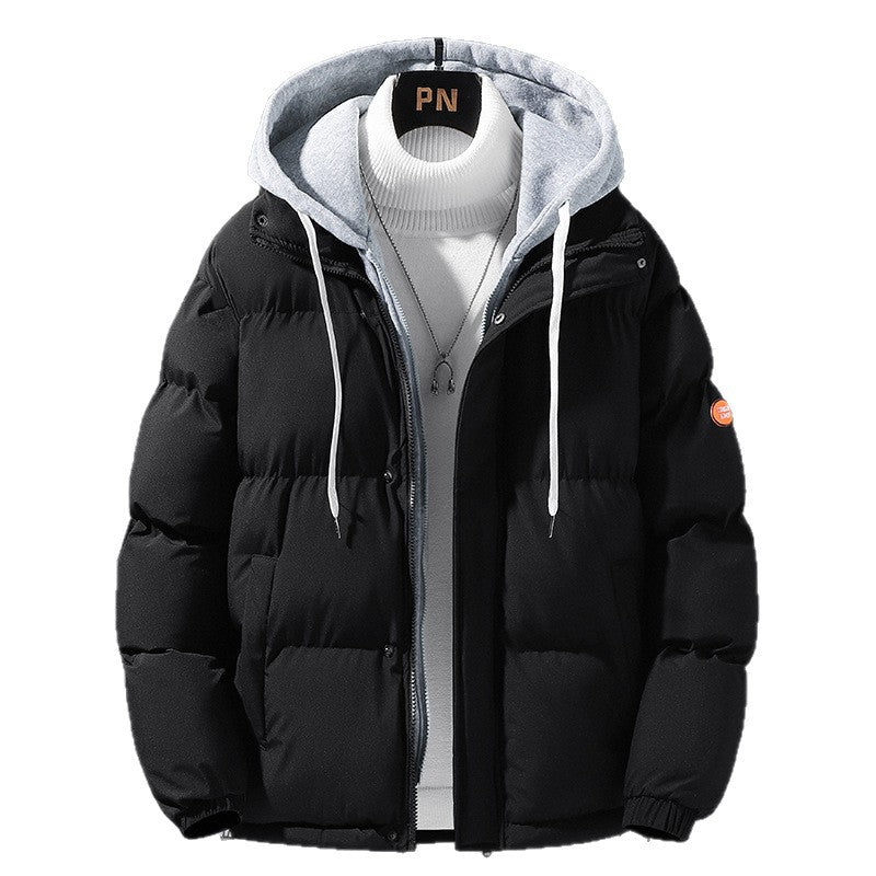 Herren wattierte Steppjacke mit Kapuze und Zwei-Wege-Reißverschluss
