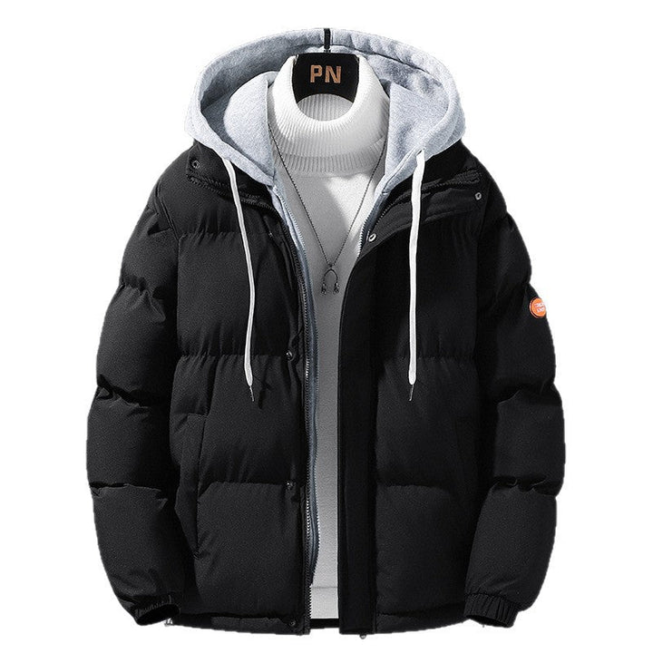 Herren wattierte Steppjacke mit Kapuze und Zwei-Wege-Reißverschluss