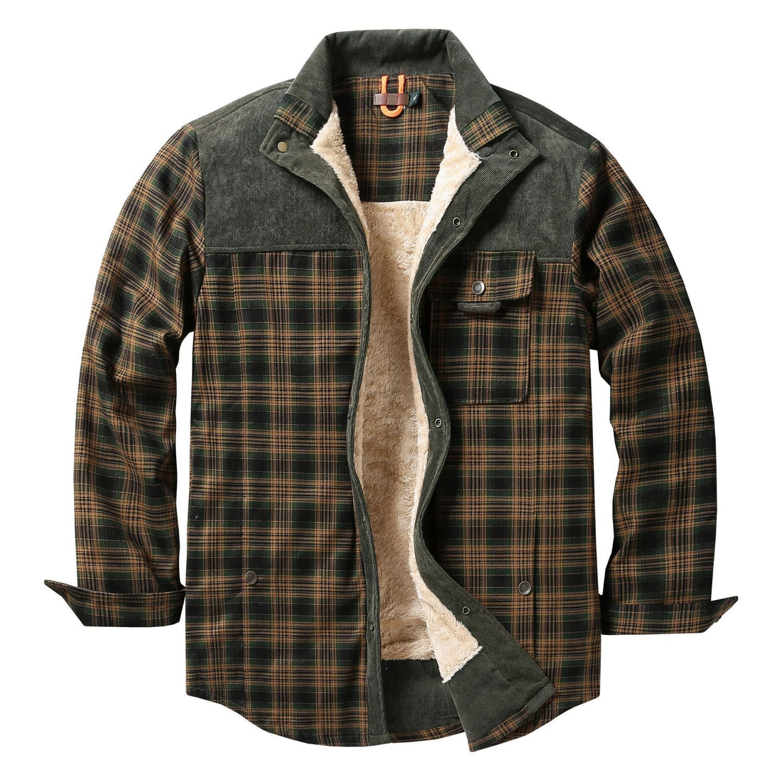 Herren Hemdjacke mit Karomuster und Taschen