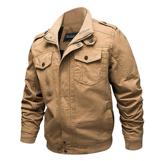 Herren Canvas-Fieldjacke mit Stehkragen und multifunktionalen Taschen